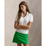 RLX Ralph Lauren 女式 Tour 珠地网眼钩针领高尔夫 Polo 衫 - 陶瓷白色多色