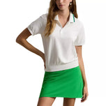 RLX Ralph Lauren 女式 Tour 珠地网眼钩针领高尔夫 Polo 衫 - 陶瓷白色多色