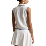 RLX Ralph Lauren Women's Sleeveless Tour Pique Golf Polo Shirt - Ceramic White/Blue Mist