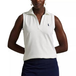 RLX Ralph Lauren 女式剪裁 V 领无袖高尔夫 Polo 衫 - 陶瓷白