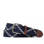 RLX Ralph Lauren 皮革饰边 Webbed 条纹高尔夫腰带 - 精致海军蓝/陶瓷白